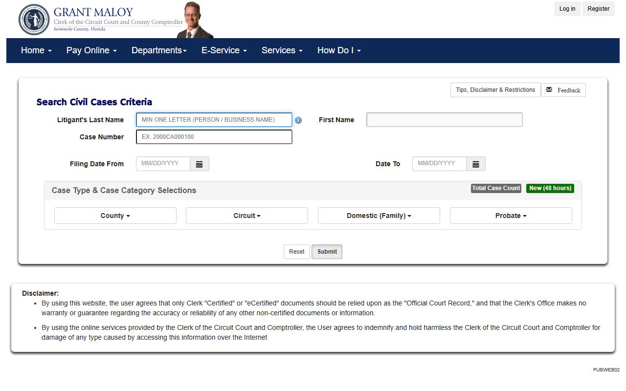 Seminole County probate records search portal