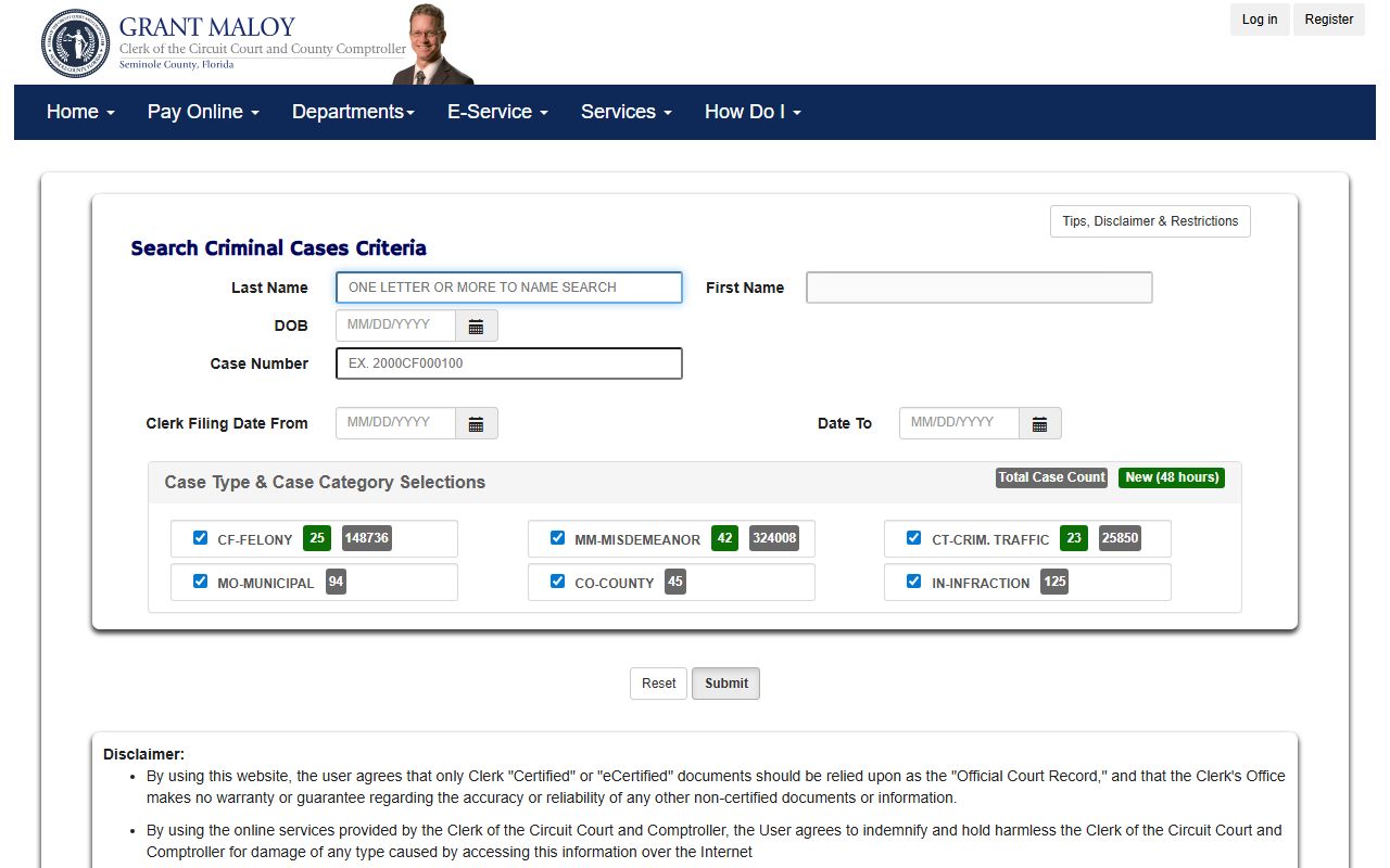 Seminole County criminal court docket search