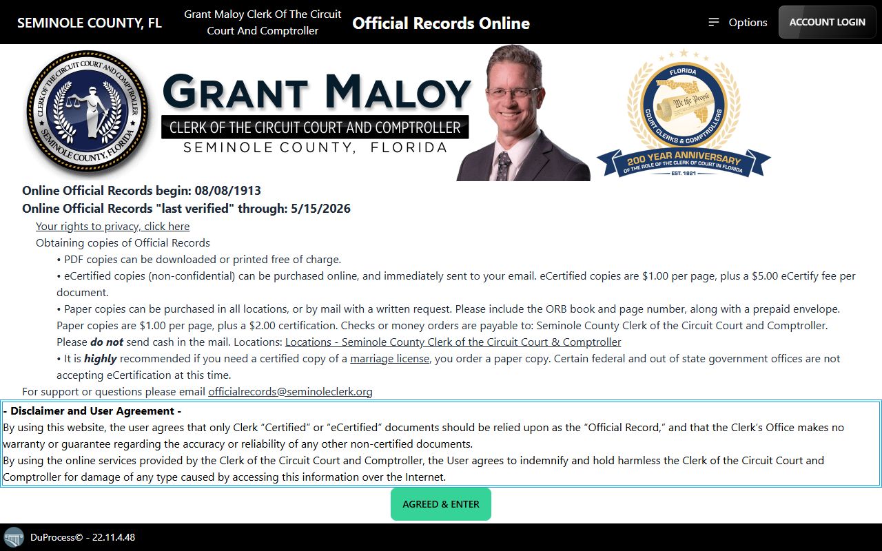 Seminole County Clerk official records search