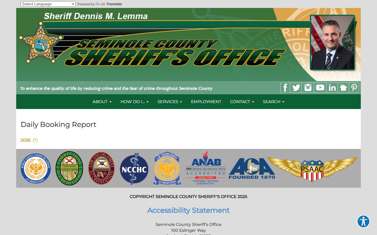 Seminole County jail daily booking report archive