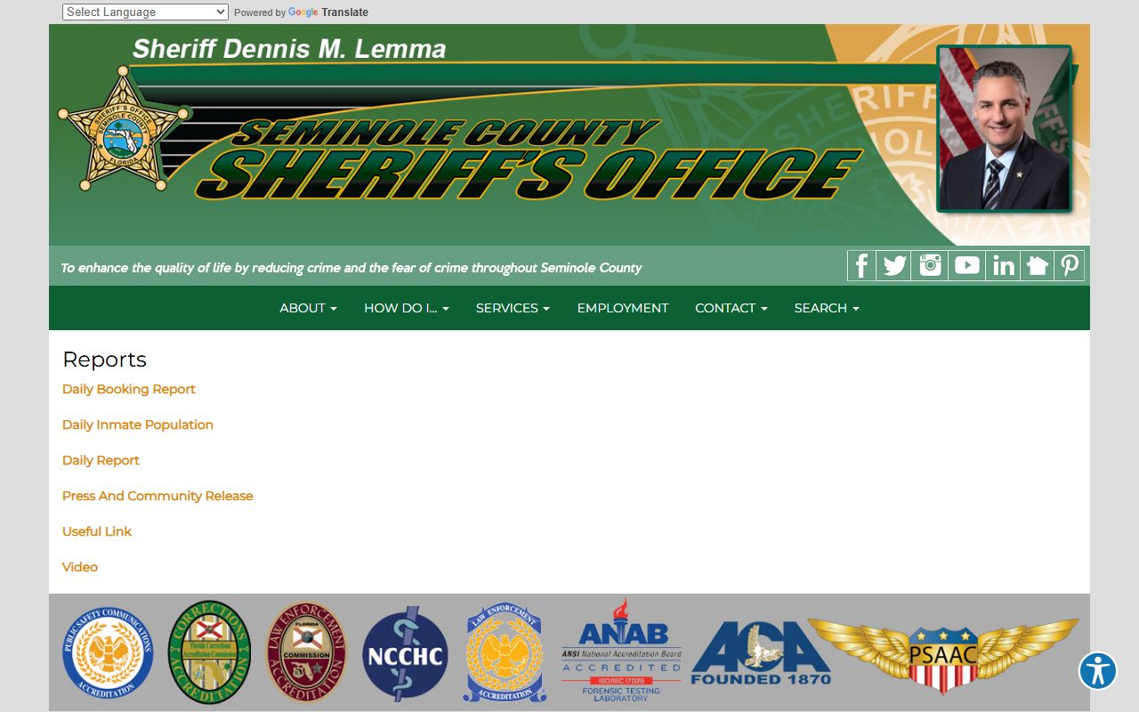 Seminole County jail population report archive